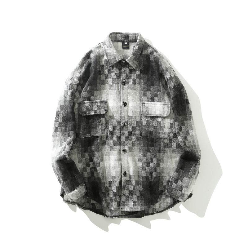 Plaid Shirt Men Loose Shirt Jacket Korean Version - Mubimart
