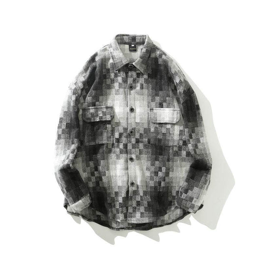 Plaid Shirt Men Loose Shirt Jacket Korean Version - Mubimart
