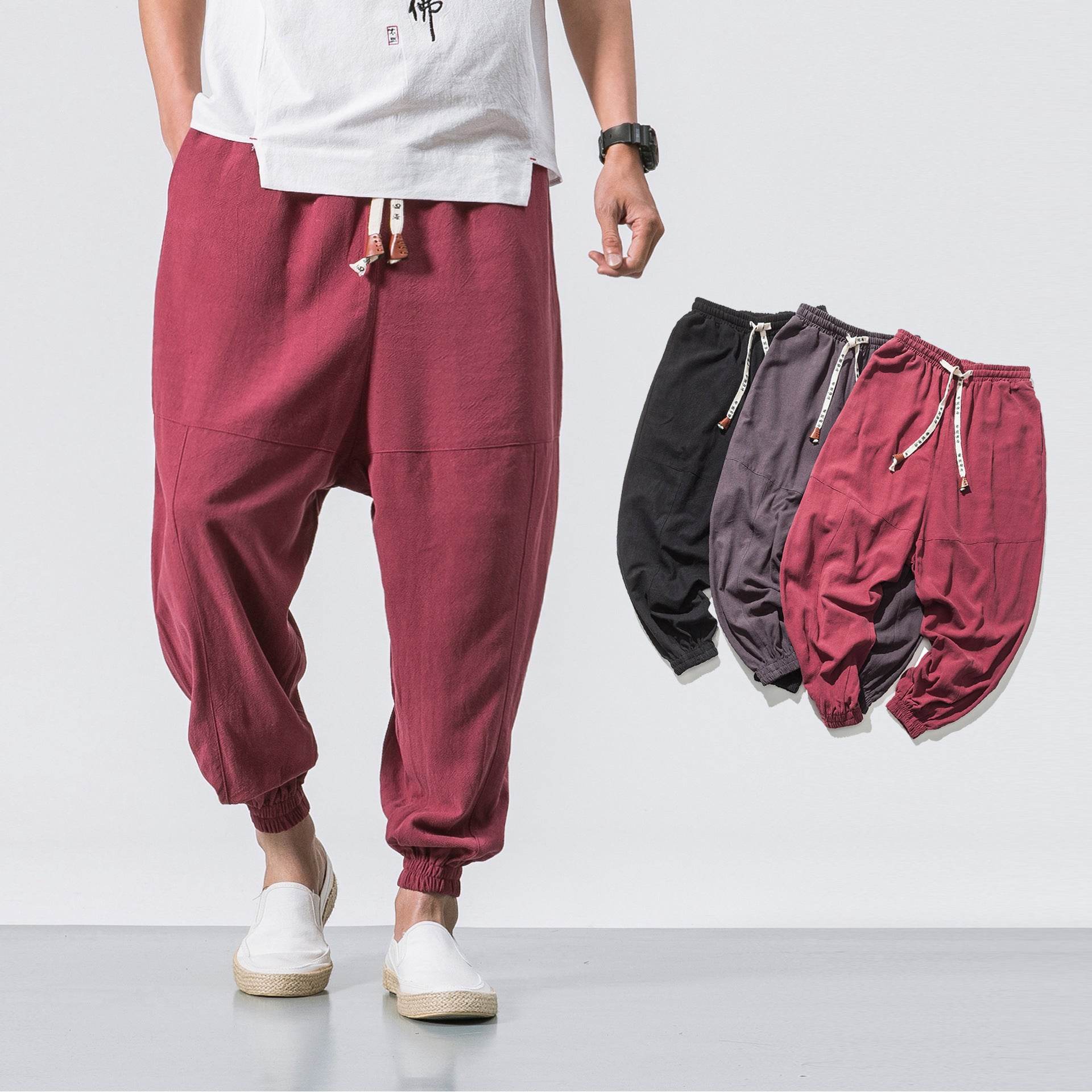 Mens Hip Hop Streetwear Gym Joggers Pants Drawstring Elastic Pockets Tapered Sweatpants - Mubimart