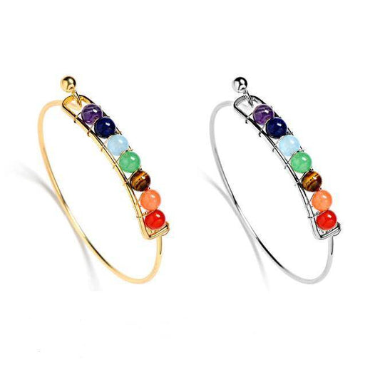 Boho charm silver bracelets natural stones beads bracelet 7 chakra healing balance bracelets bracelets jewelry gifts for women - Mubimart