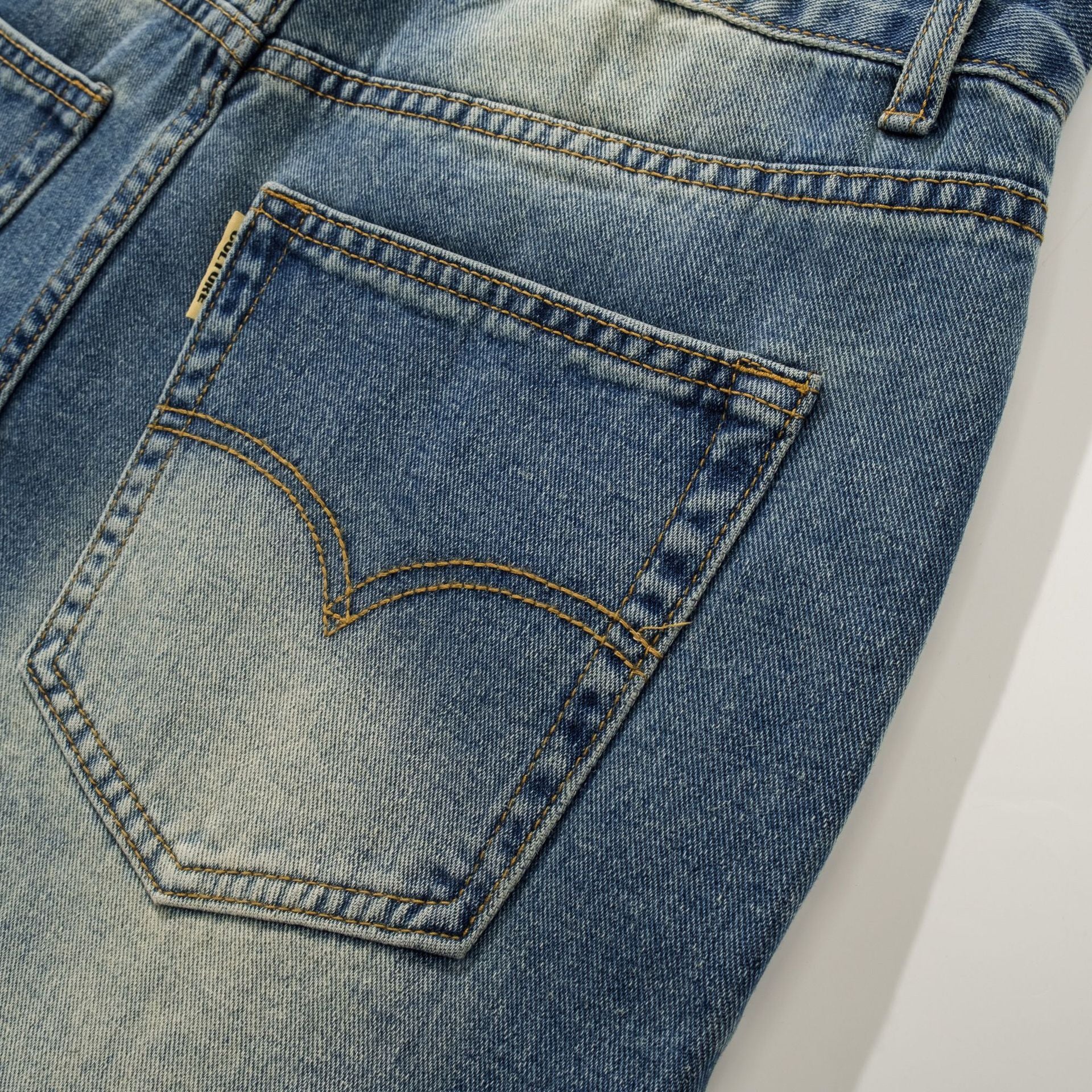 Heren gewassen blauwe jeans rechte bootcut broek