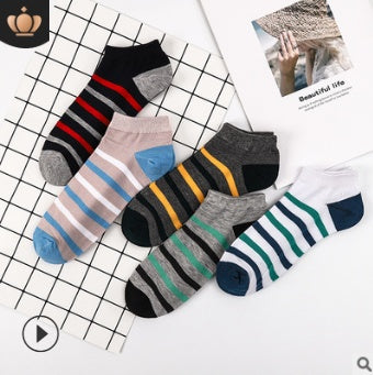 Spring and summer cotton socks men's sports deodorant boat socks cotton solid color short tube men's socks socks - Mubimart -  