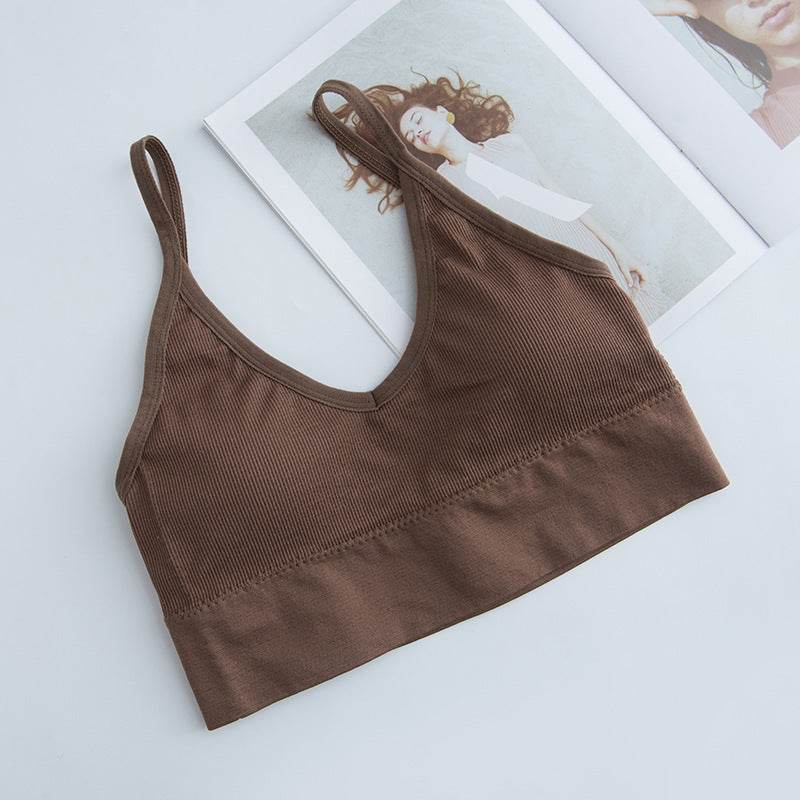 U Back Sports Bra for Women,Wirefree Padded Athletic Vest,Gym Fitness Running Yoga Sport Tops,Seamless Sports Bra Top - Mubimart