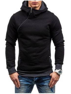 Brand Hoodie Oblique Zipper Solid Color Hoodies Men Fashion Tracksuit Male Sweatshirt Hoody Mens - Mubimart