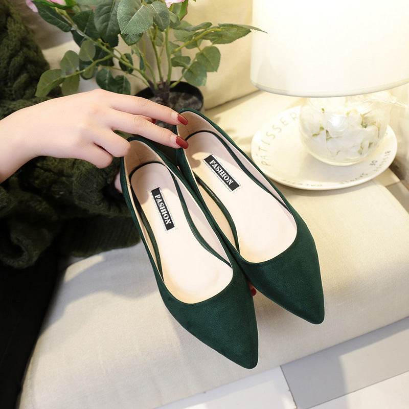 NAUSK New Women Suede Flats Fashion High Quality Basic Mixed Colors Pointy Toe Ballerina Ballet Flat Slip On Shoes - Mubimart