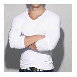 Mens V Neck Long Sleeve T Shirt - Mubimart