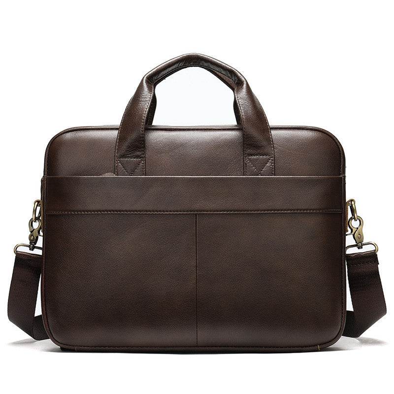 Business first layer leather briefcase - Mubimart