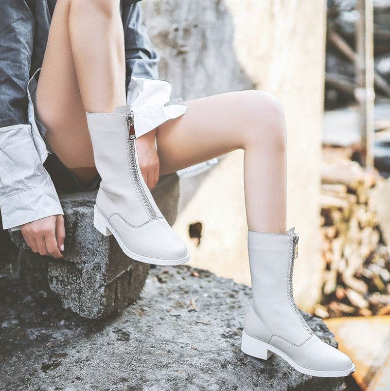 Front zipper booties - Mubimart