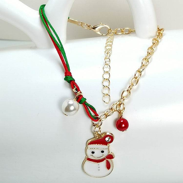 New Christmas Snowman Santa Claus Tree Snowflake Elk Bracelet Christmas Gift Charm Bracelet Chain Pendant For Women New Year Fashion Gift - Mubimart