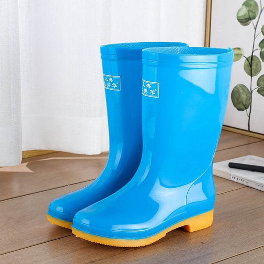 Rain boots waterproof shoes rubber shoes women - Mubimart