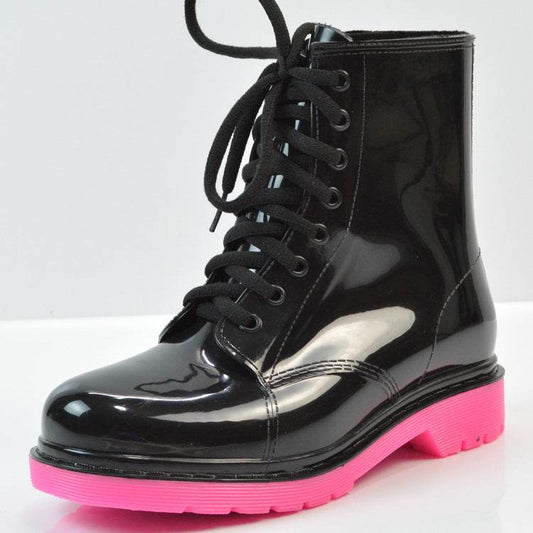 Ladies flat rain boots Martin rain boots water shoes - Mubimart