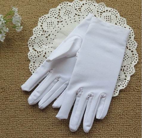 Men and women spandex sunscreen gloves thin summer black white etiquette gloves spring and autumn spandex elastic gloves - Mubimart