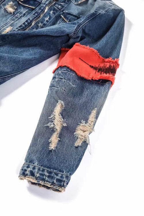 Denim jacket embroidery denim - Mubimart