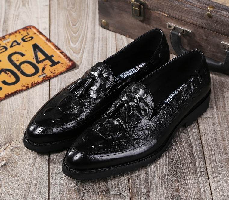 Men's dress shoes tassels Brock carved shoes - Mubimart