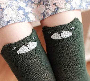 Japanese cartoon panda stereo ear over the knee socks cotton female socks high socks female socks Japanese spring and autumn socks - Mubimart