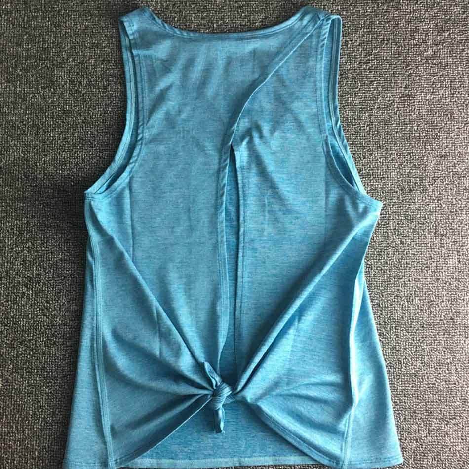 Women Backless Yoga Tank Top Shirts Sleeveless Off Shoulder Sports T Shirt Backless Crop Tops Racerback Gym Workout Clothes - Mubimart