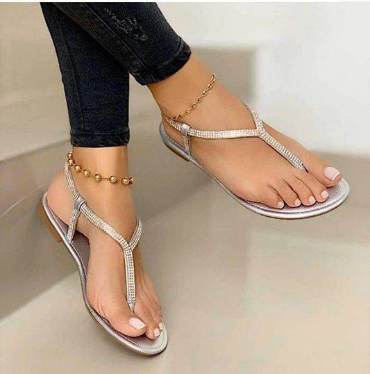 Rhinestone flip flops - Mubimart