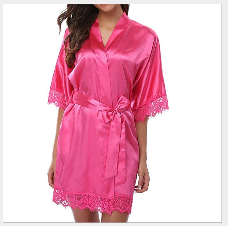 Sexy Faux Ice Silk Plus Size Nightgown - Mubimart -  