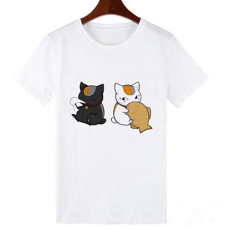 Horro Skull and Cat Femal Tshirt Top Tees kawai T-shirt - Mubimart -  