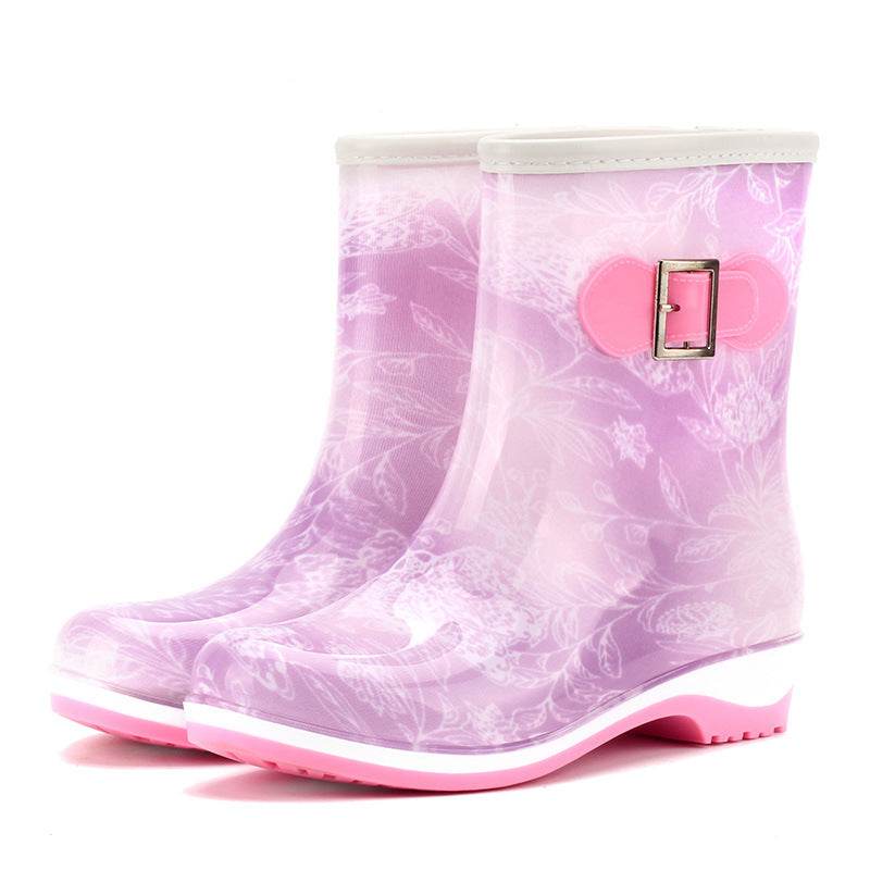 Rain boots warm mid tube snow boots - Mubimart