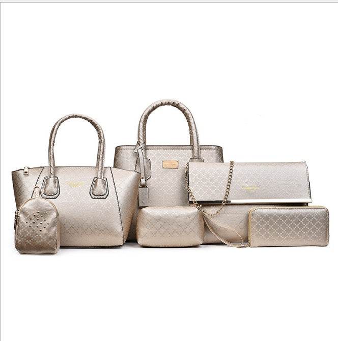 Women 6Pcsset Handbags Girls PU Leather Crossbody Bag Tote Casual Casual Bag Brand Designer Composite Messenger Bag Clutch Purse Wallet - Mubimart