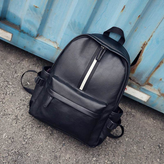 Men and women pu leather backpack - Mubimart