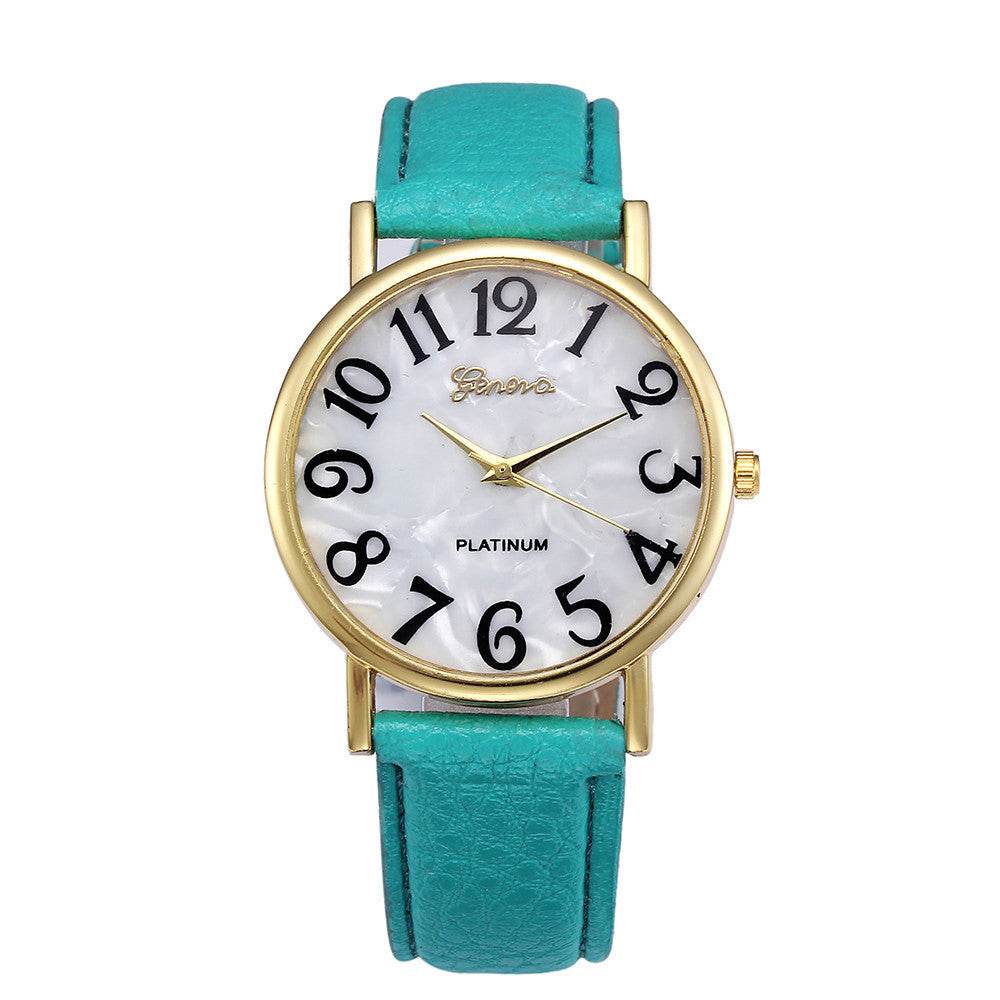 Marble Belt Watch Fashion Geneva Watch Shell Face Casual Watch For Men And Women - Mubimart