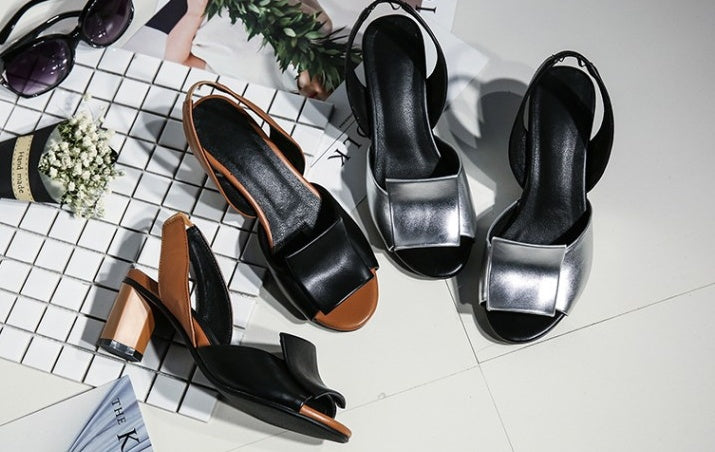 Fish Mouth Block Heel Women Sandals