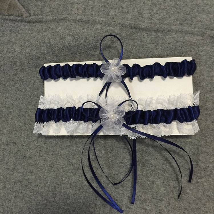 Garter belt with small flowers bow - Mubimart