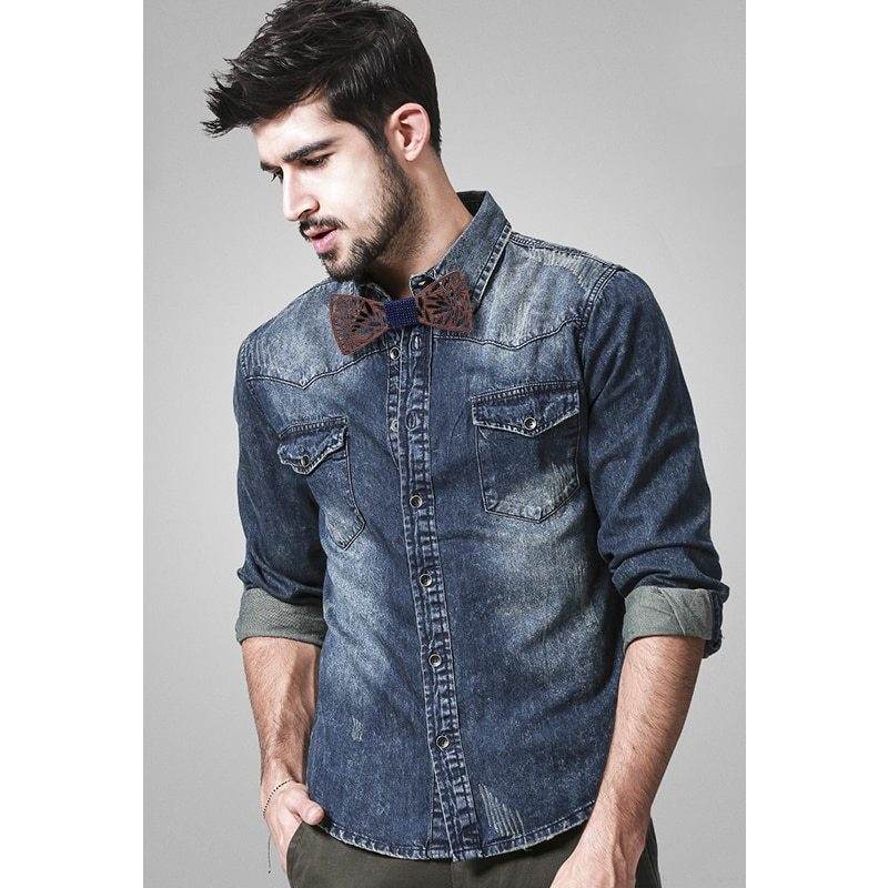Wooden bow tie bow boutonniere suit - Mubimart