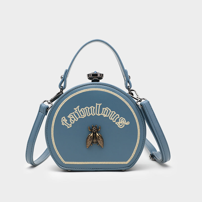 Bee embroidered small round satchel