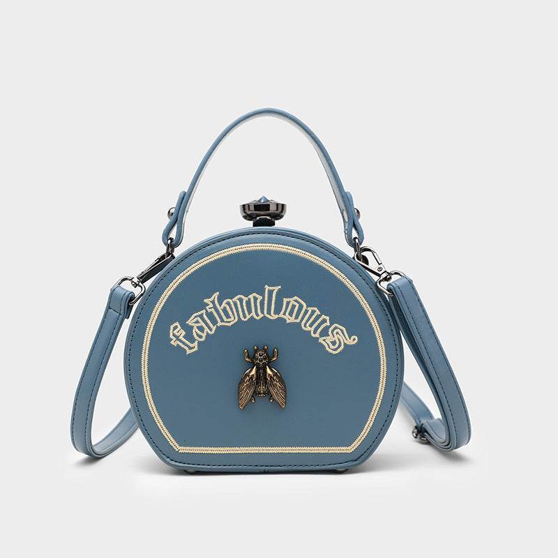 Bee embroidered small round satchel - Mubimart