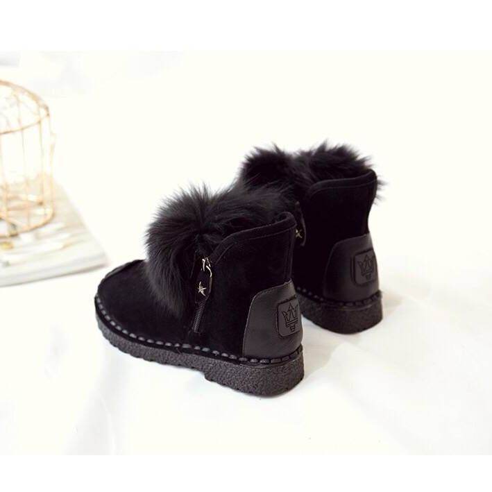 Flat and fleece ankle boots - Mubimart