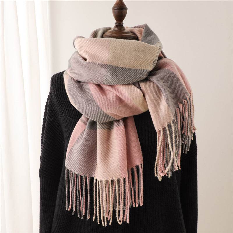 Men's And Women's Thickened Warm Plaid Scarves - Mubimart