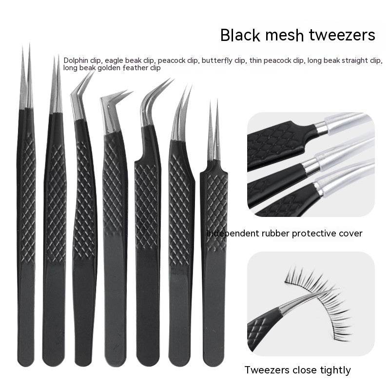 Stainless Steel Tweezers High Density Beauty Flowering Grafting False Eyelash Tweezers - Mubimart
