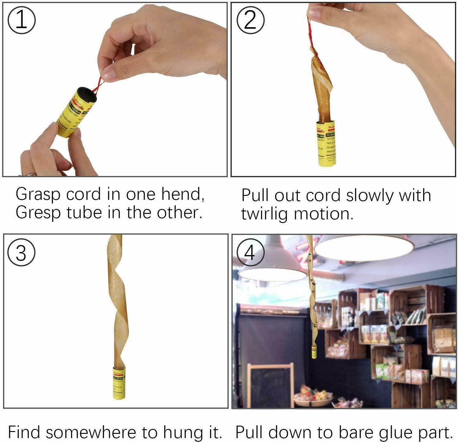 16 INSECT BUG FLY GLUE PAPER CATCHER TRAP RIBBON TAPE STRIP STICKY FLIES ROLLS - Mubimart