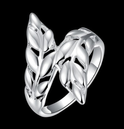 Silver Feather Ring for Women Leaves
