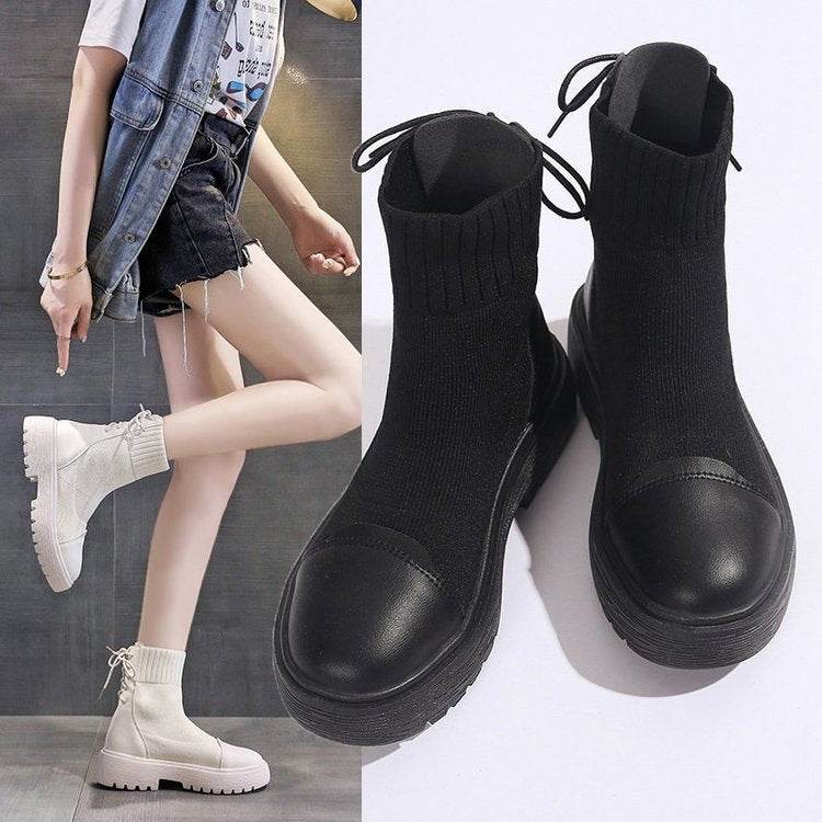 Fashion Martin Boots Women Mid Tube - Mubimart