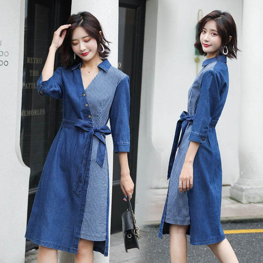 Slim denim dress - Mubimart