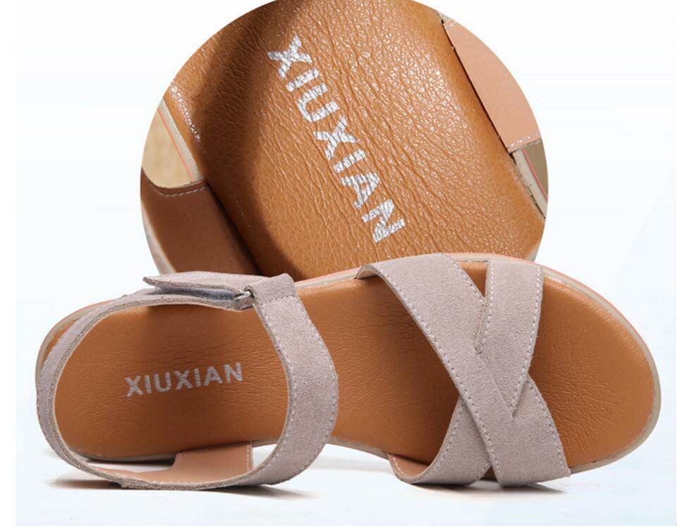 Wedge flat student sandals - Mubimart