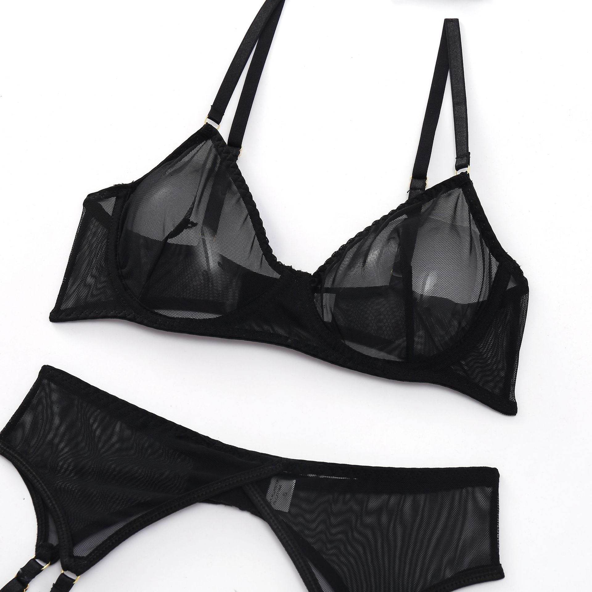 Three-piece Sexy Lingerie Garter Belt - Mubimart