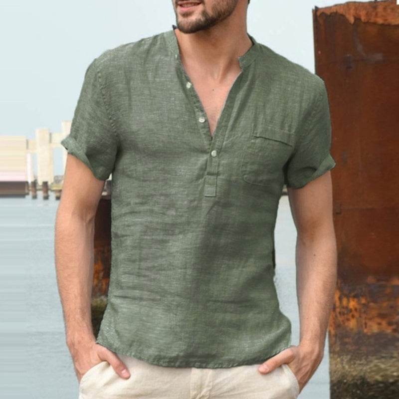 Casual linen polo shirt - Mubimart