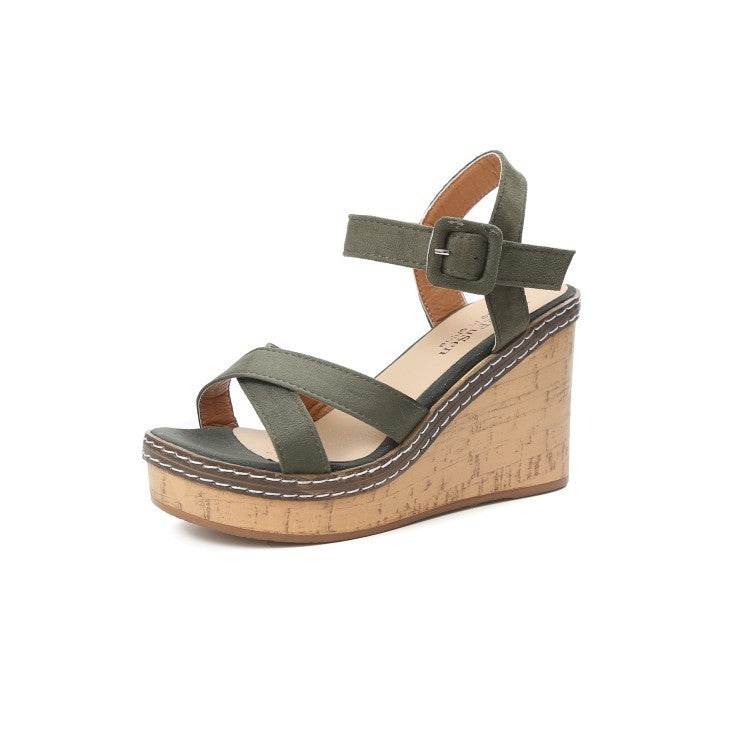 Suede wedge sandals - Mubimart