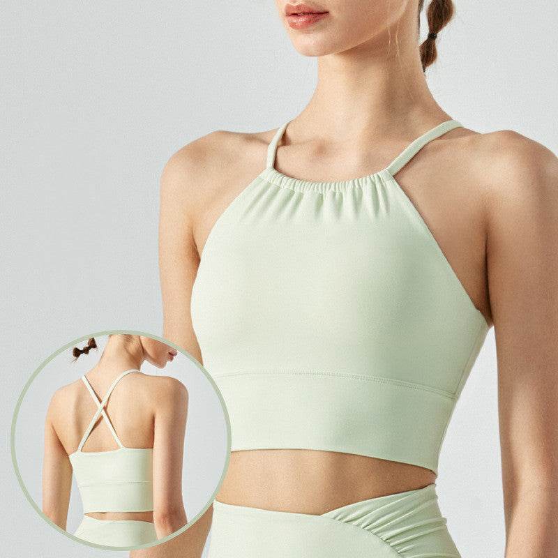 Front Collar Fold Movement Underwear Women With Chest Pad Workout Top - Mubimart
