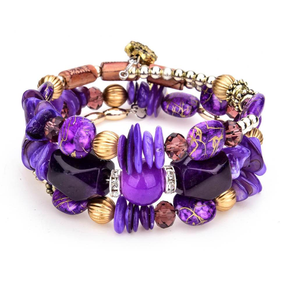 Colorful Natural Stone Turquoise Beaded Bracelet Women Multi-layer Winding Bracelet - Mubimart
