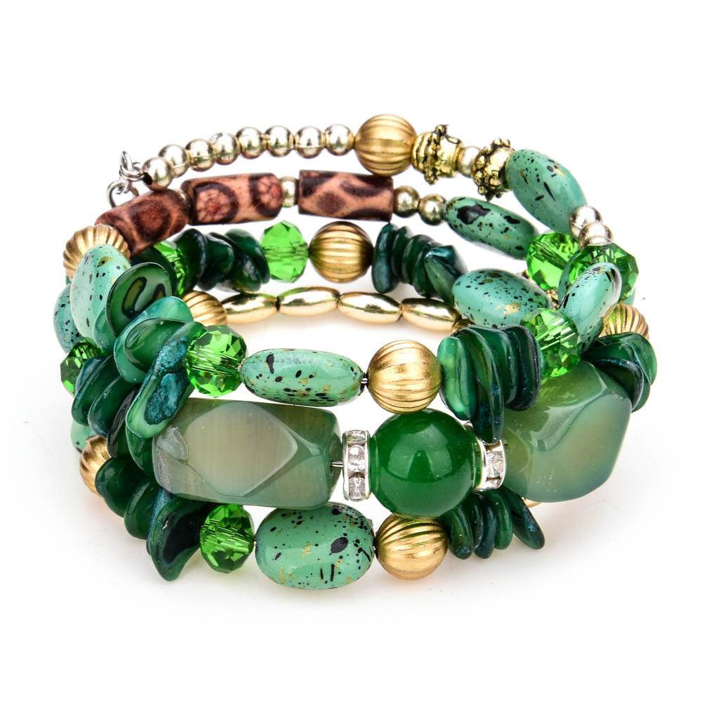 Colorful Natural Stone Turquoise Beaded Bracelet Women Multi-layer Winding Bracelet - Mubimart