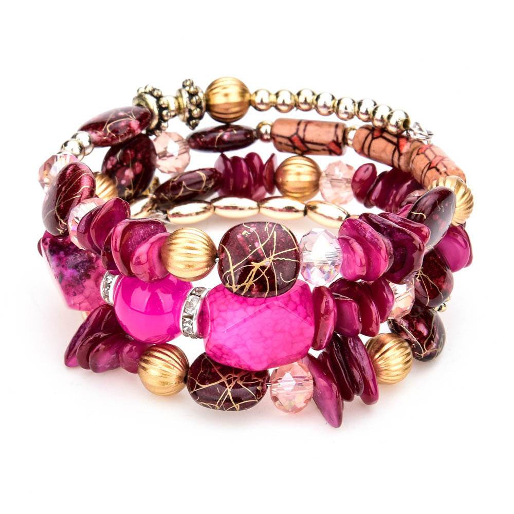 Colorful Natural Stone Turquoise Beaded Bracelet Women Multi-layer Winding Bracelet - Mubimart