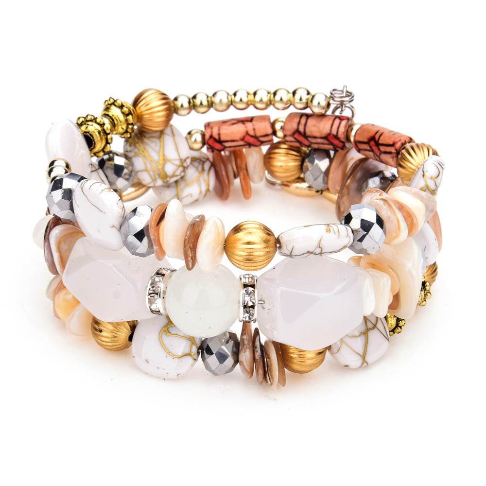 Colorful Natural Stone Turquoise Beaded Bracelet Women Multi-layer Winding Bracelet - Mubimart