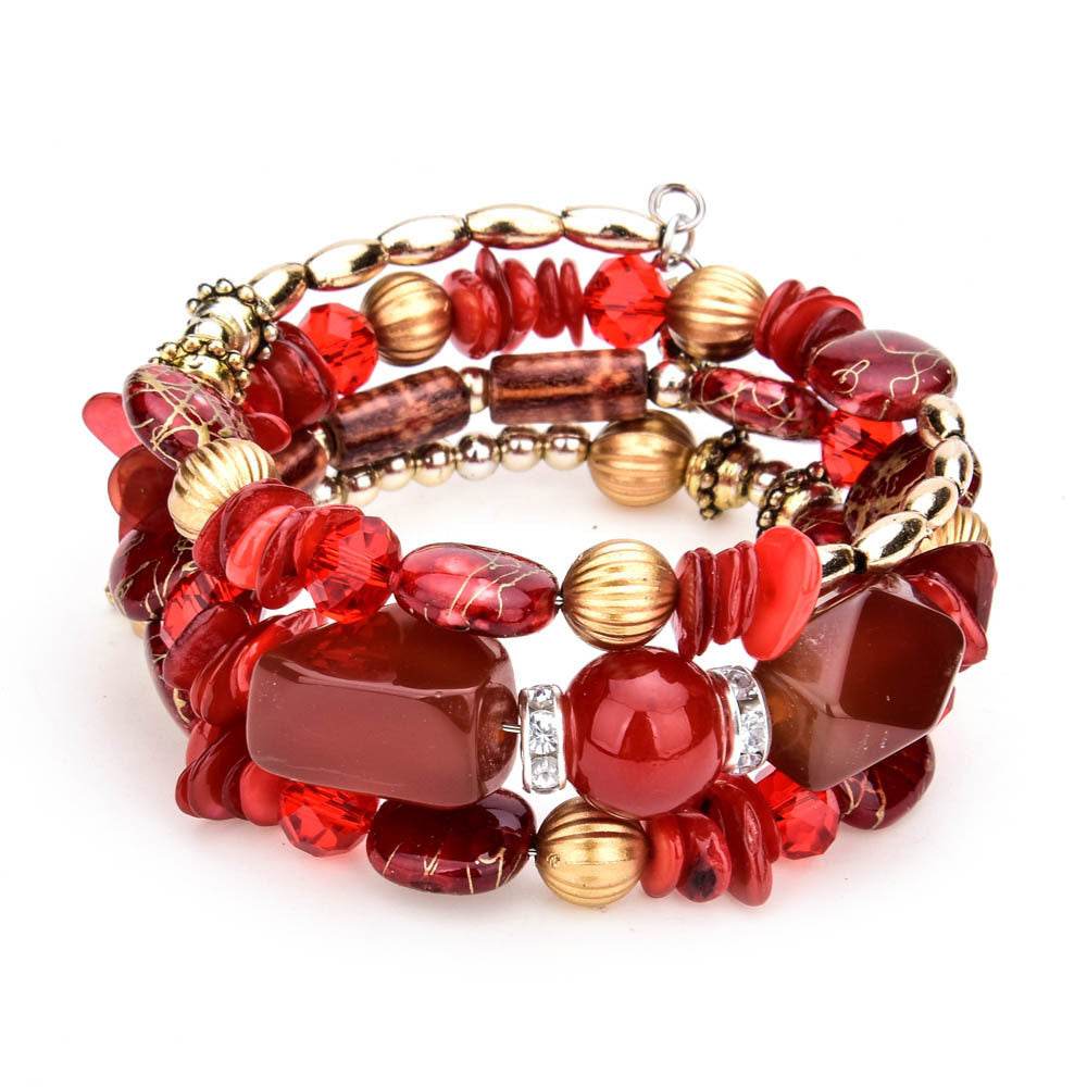 Colorful Natural Stone Turquoise Beaded Bracelet Women Multi-layer Winding Bracelet - Mubimart