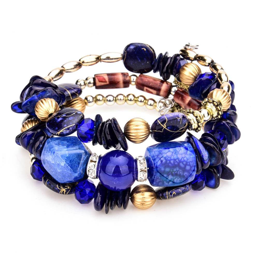 Colorful Natural Stone Turquoise Beaded Bracelet Women Multi-layer Winding Bracelet - Mubimart